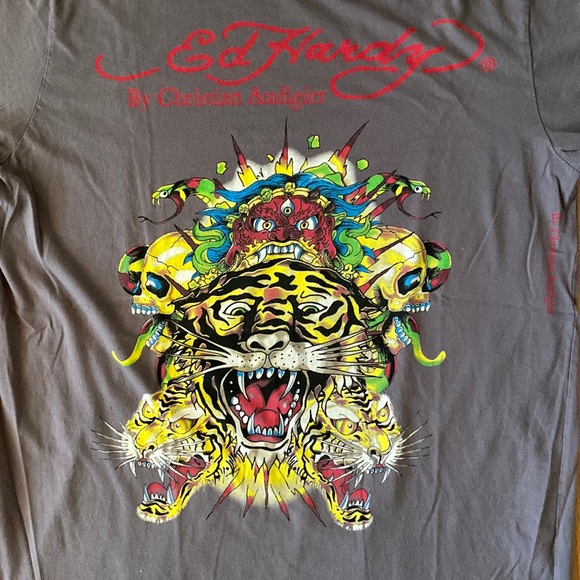 ❤️ Ed Hardy by Christian Audigier Tiger Logo Tee Size Large - Picture 2 of 10